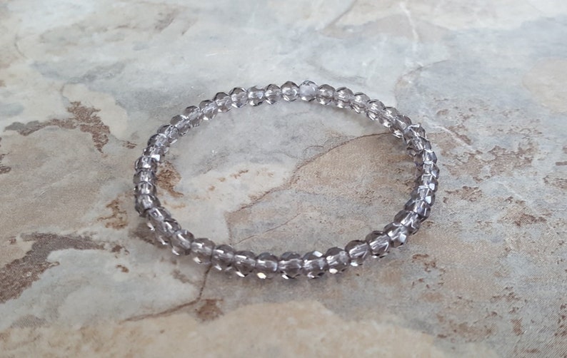 Dainty Natural SMOKY QUARTZ very dainty bracelet 4 mm Smoky Quartz faceted beads intention bracelet Positive Frequencies