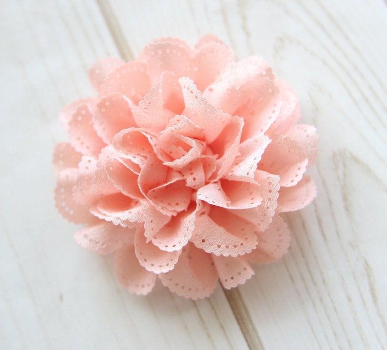 DIY Baby Headbands Sash Flower Rustic Peach Eyelet Fabric Flower Bridal Wedding Bouquet Fabric Chiffon Flowers Big Chiffon 3.5/'/' Flower