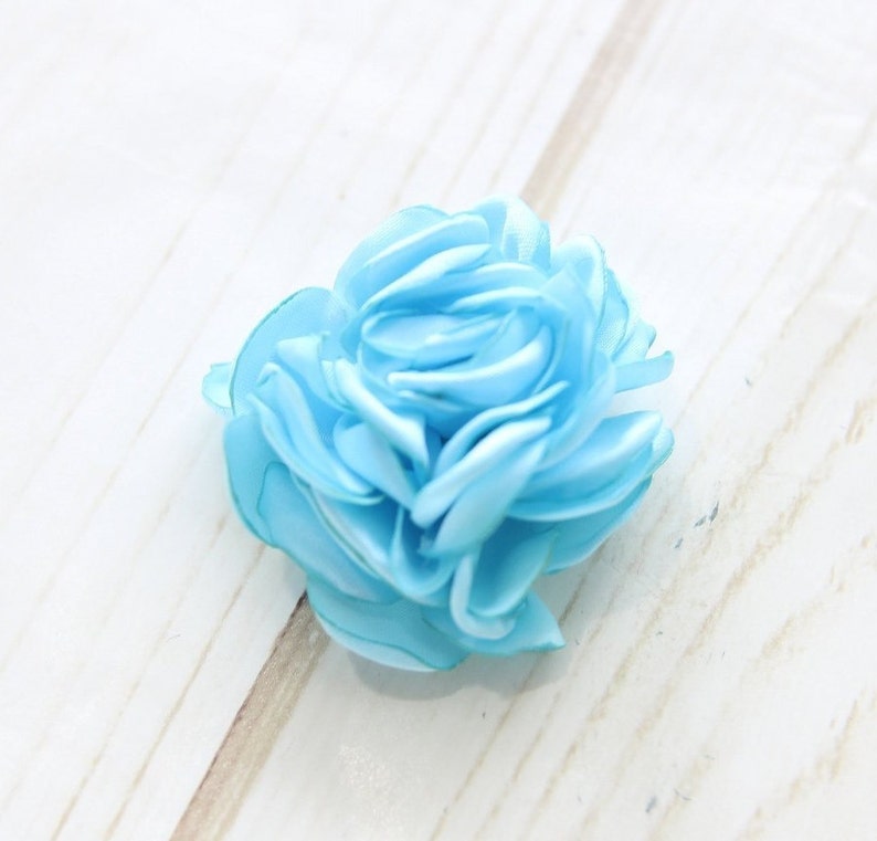 Wholesale Flowers Headband Flowers Wedding Flowers 2/'/' DIY Applique Flower Blue Silky Fabric Flower Mini Flower Headband Flowers