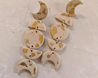 The Luna, Handmade Polymer Clay Earrings, Celestial Earrings