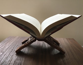 Vintage Carved Detailed Wooden Book Stand / Book Holder