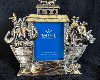 Vintage Wallace Silversmiths Silverplated Noah's Ark Photo Frame for Nursery