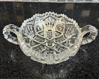 Vintage Imperial Glass Nucut #212 Berry Bowl Star & Fan Sawtooth Design