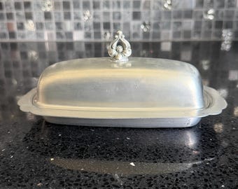 VINTAGE Colonial Pewter by Boardman Butter Dish - no glass dome