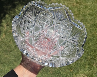 Antique ABP American Brilliant Cut Glass Crystal Shallow Bowl