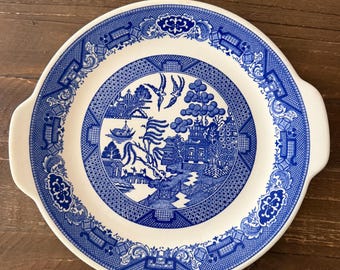 Blue Willow Rare By Royal China Cake Serving Plate - Vintage 1940s
