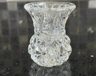 Vintage Enesco Pressed & Cut Clear Glass Toothpick/Match Holder