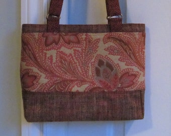Stoff Geldbörse - handgemachte Geldbörse - botanische Druck - Blumen und Tweed - ein von einer Art - Mini-Einkaufstasche - Umhängetasche - Handtasche