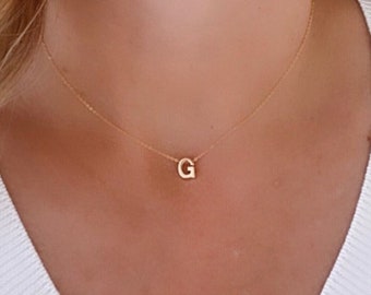 Miniature Letter Charm Necklace Dainty Layering Chains for Women Personalized Valentines Gift Jewelry Minimalist Gold Filled Letter Pendant