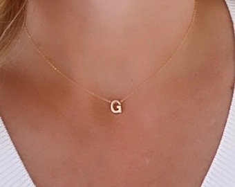 Gold Initial Necklace Letter Necklace Dainty Initial Necklace Minimalist Gold Filled Tiny Letter Charm Personalized Jewelry Custom Gifts