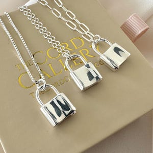 Sterling Silver Padlock Necklace Sterling Silver Box Chain Necklace Silver Padlock Pendant Minimalist Necklace Silver Lock Charm Necklace