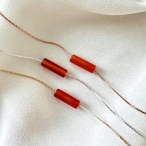 Dainty Carnelian Necklace Choice of Chain Finish Gold Filled Sterling Silver Rose Gold Carnelian Jewelry Orange Red Gemstone Minimalist
