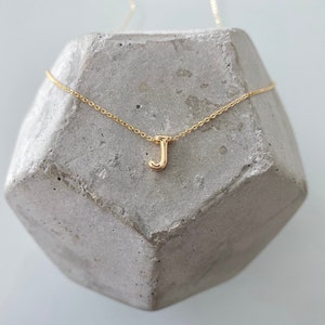 Gold Filled Letter J Necklace Dainty Sliding Letter Charm Necklace Gold Filled Box Chain TINY Initial Charm Personalized Girlfriend Gifts