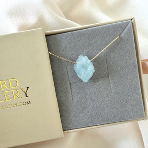 Raw Aquamarine Necklace March Birthstone Jewelry Gift Rough Cut Aquamarine Pendant Sterling Silver Necklace Floating Birthday Gift Ideas