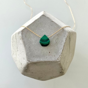 Malachite Necklace Dainty Raw Malachite Floating Pendant Necklace Green Gemstone Charm Necklace Gold Filled Sterling Silver Chain Gift Idea