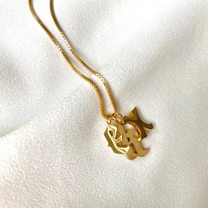 Gold Filled Letter Charm Necklace Custom Initial Gift for Her Dainty Initial Pendant Box Chain Girlfriend Gifts Minimalist Layering Chains