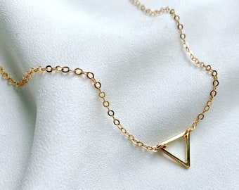 Dainty Triangle Necklace Gold Filled Triangle Pendant Necklace Geometric Jewelry Gold Triangle Charm Simple Everyday Minimalist Necklaces