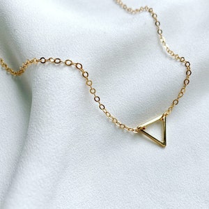 Dainty Triangle Necklace Gold Filled Triangle Pendant Necklace Geometric Jewelry Gold Triangle Charm Simple Everyday Minimalist Necklaces image 1