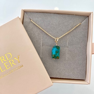 Chrysocolla Necklace Raw Chrysocolla Gemstone Necklace Gold Filled Box Chain Turquoise Gemstone Necklace Dainty Crystal Necklace Gift Idea