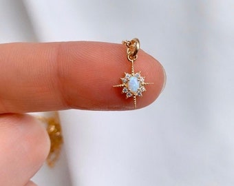 Opal Necklace Opal Pendant Necklace Opal North Star Necklace Minimalist Dainty Opal Polaris Necklace Tiny Opal Charm Gold Filled Necklace