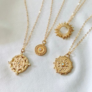 Gold Medallion Necklace Gold Coin Necklace Spanish Relic Coin Necklace ...