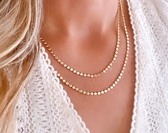 Gold Filled Dot Chain Necklace Layering Chains for Women Dainty Everyday Simple Necklace Minimalist Jewelry Chic Luxe Chains Jewelry Gift