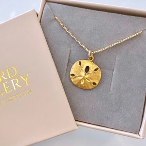 Gold Sand Dollar Necklace 14k Gold Filled Necklace Sand Dollar Medallion Coin Necklace Beachy Necklace Jewelry Rustic Seashell Necklace Gift