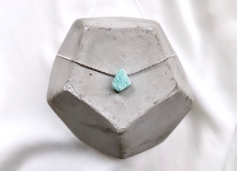 Dainty Amazonite Necklace Geometric Gemstone Necklace Floating Charm Necklace Amazonite Pendant Necklace Delicate Gemstone Necklace Gift