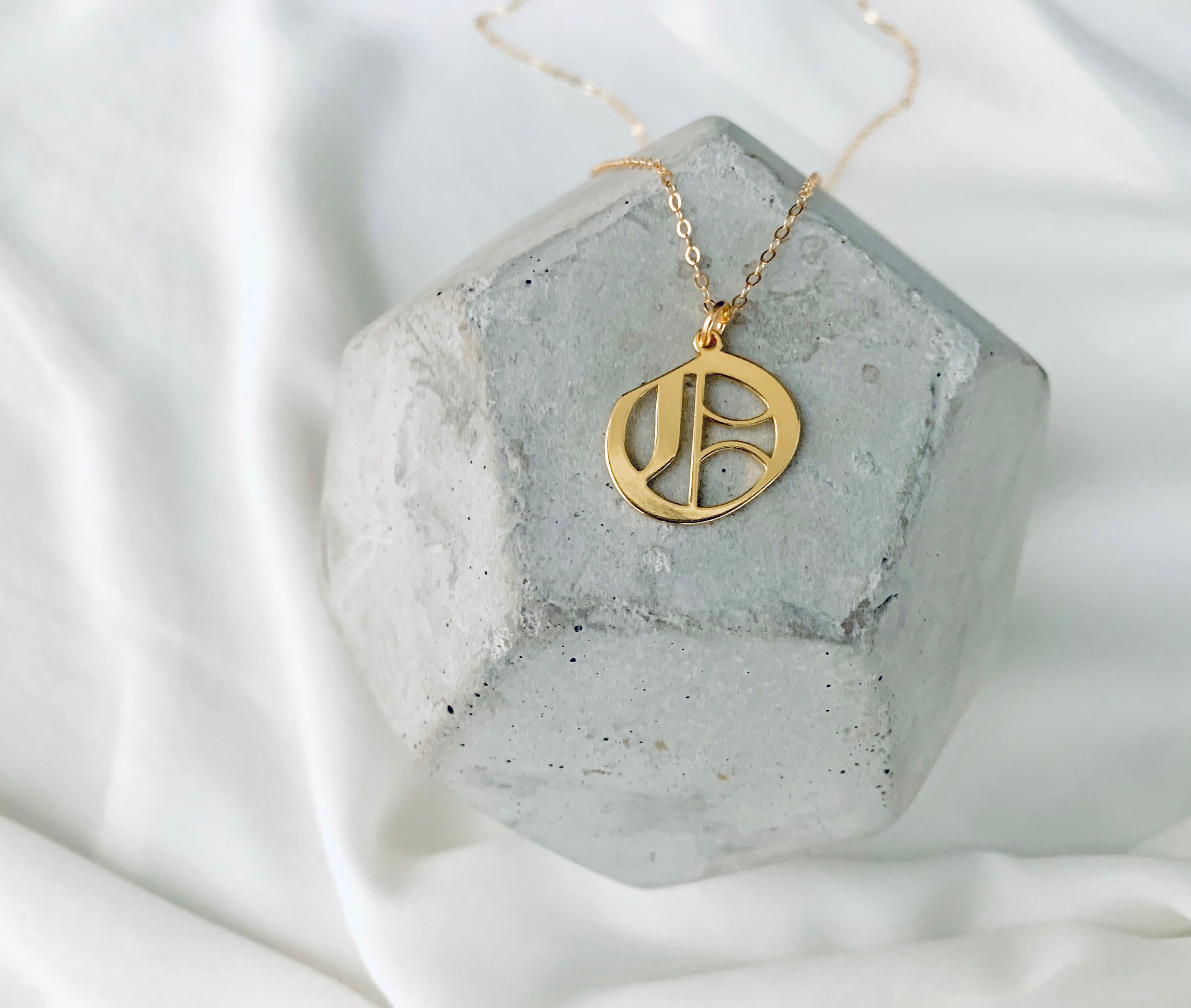 Gold Initial Necklace Gold Filled 