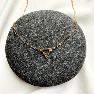Dainty Triangle Necklace Gold Filled Triangle Pendant Necklace Geometric Jewelry Gold Triangle Charm Simple Everyday Minimalist Necklaces image 4