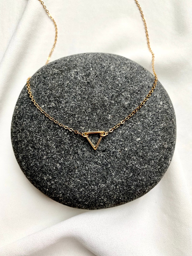 Dainty Triangle Necklace Gold Filled Triangle Pendant Necklace Geometric Jewelry Gold Triangle Charm Simple Everyday Minimalist Necklaces image 4