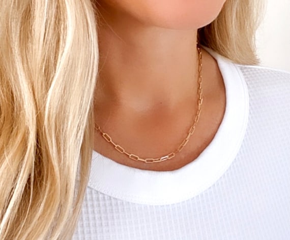 Gold filled paperclip necklace deals