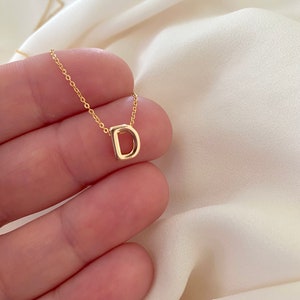 Tiny Gold Initial Necklace Custom Girlfriend Gift Idea for Women Girlfriend Gifts Simple Minimalist Waterproof Jewelry Sweat Proof Necklaces