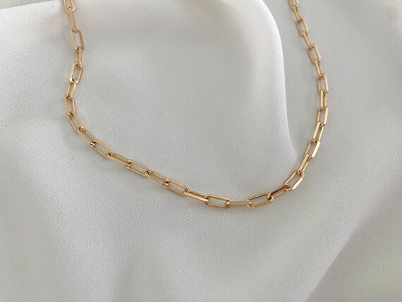 14k gold filled paper clip chain