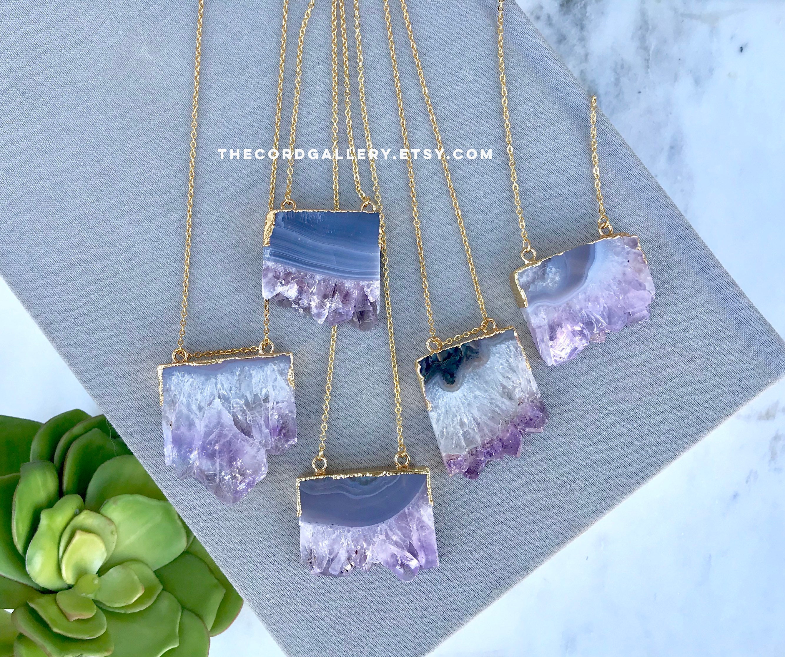 Raw Amethyst Necklace Amethyst Rectangle Pendant Square Purple - Etsy