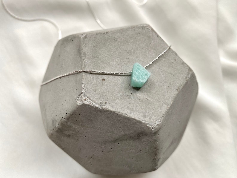 Dainty Amazonite Necklace Geometric Gemstone Necklace Floating Charm Necklace Amazonite Pendant Necklace Delicate Gemstone Necklace Gift