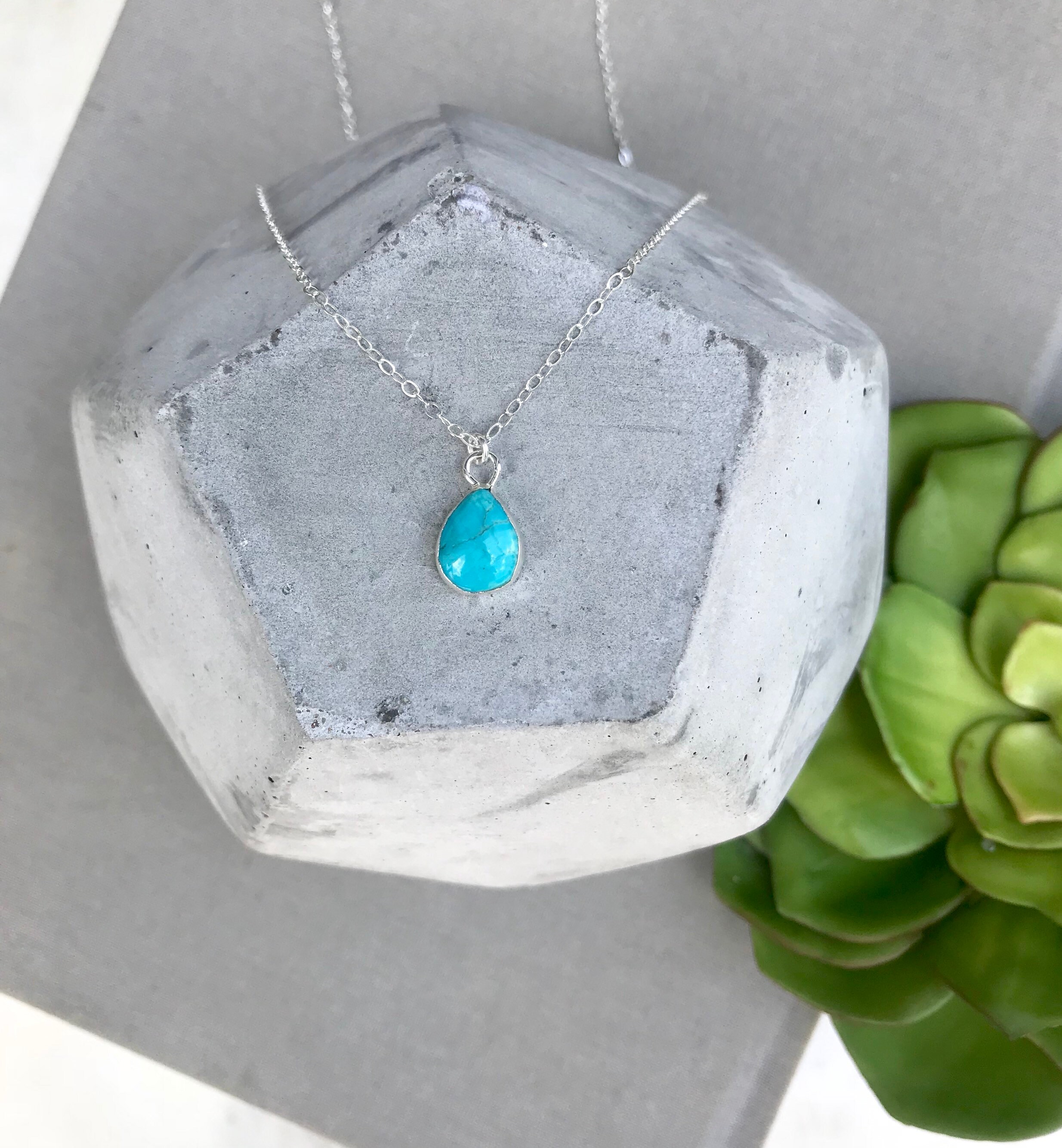 Turquoise Wave Sterling Silver Necklace plated in Rhodium main image 0