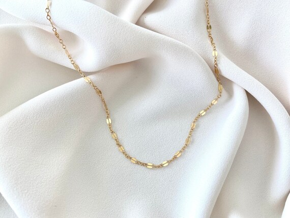 Gold Filled Dainty Chain Necklace Gold Lace Chain Simple Gold Layering Necklace Minimalist Jewelry Girlfriend Gift Idea Everyday Necklaces