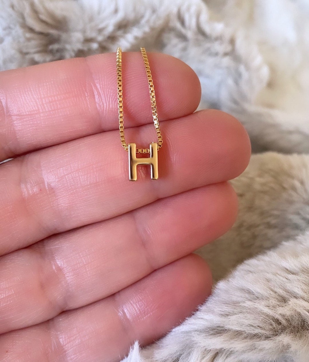 Gold H Initial Necklace Letter H Necklace Dainty Initial Necklace  Minimalist Gold Filled Tiny Letter Charm Personalized Jewelry Water Proof 