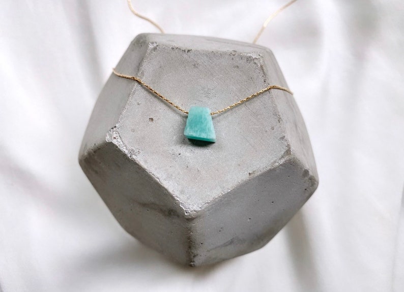 Dainty Amazonite Necklace Geometric Gemstone Necklace Floating Charm Necklace Amazonite Pendant Necklace Delicate Gemstone Necklace Gift