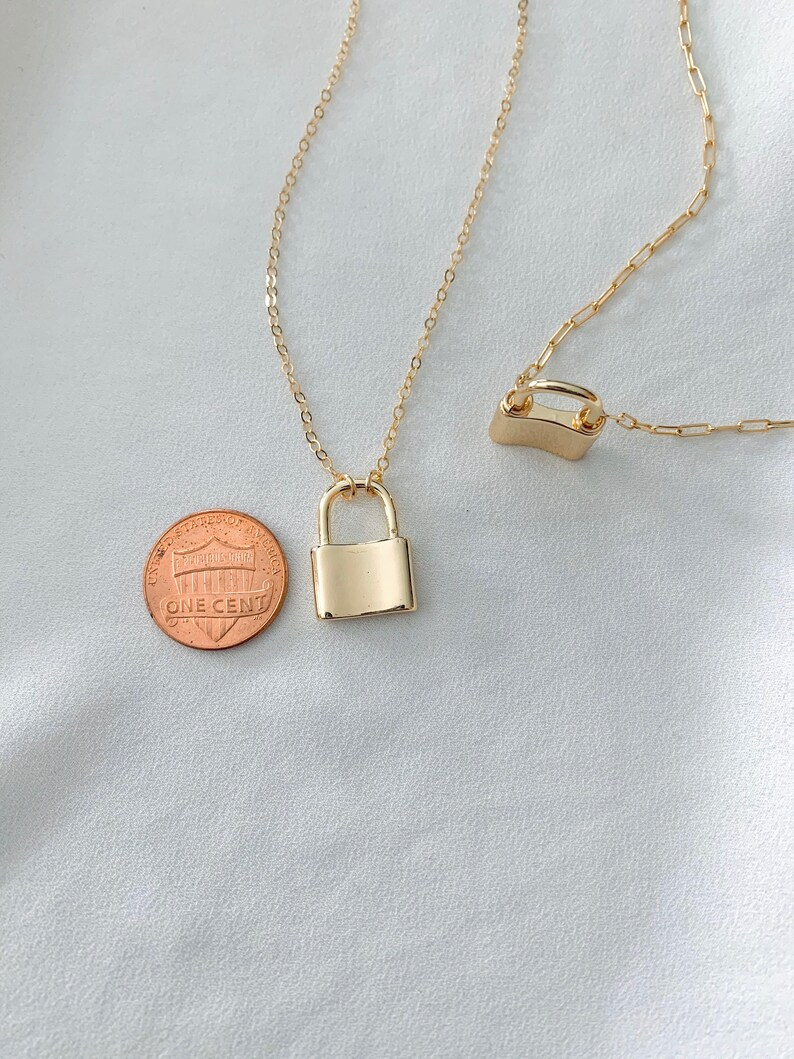 Gold Filled Padlock Necklace Gold Lock Pendant Necklace Locket Etsy