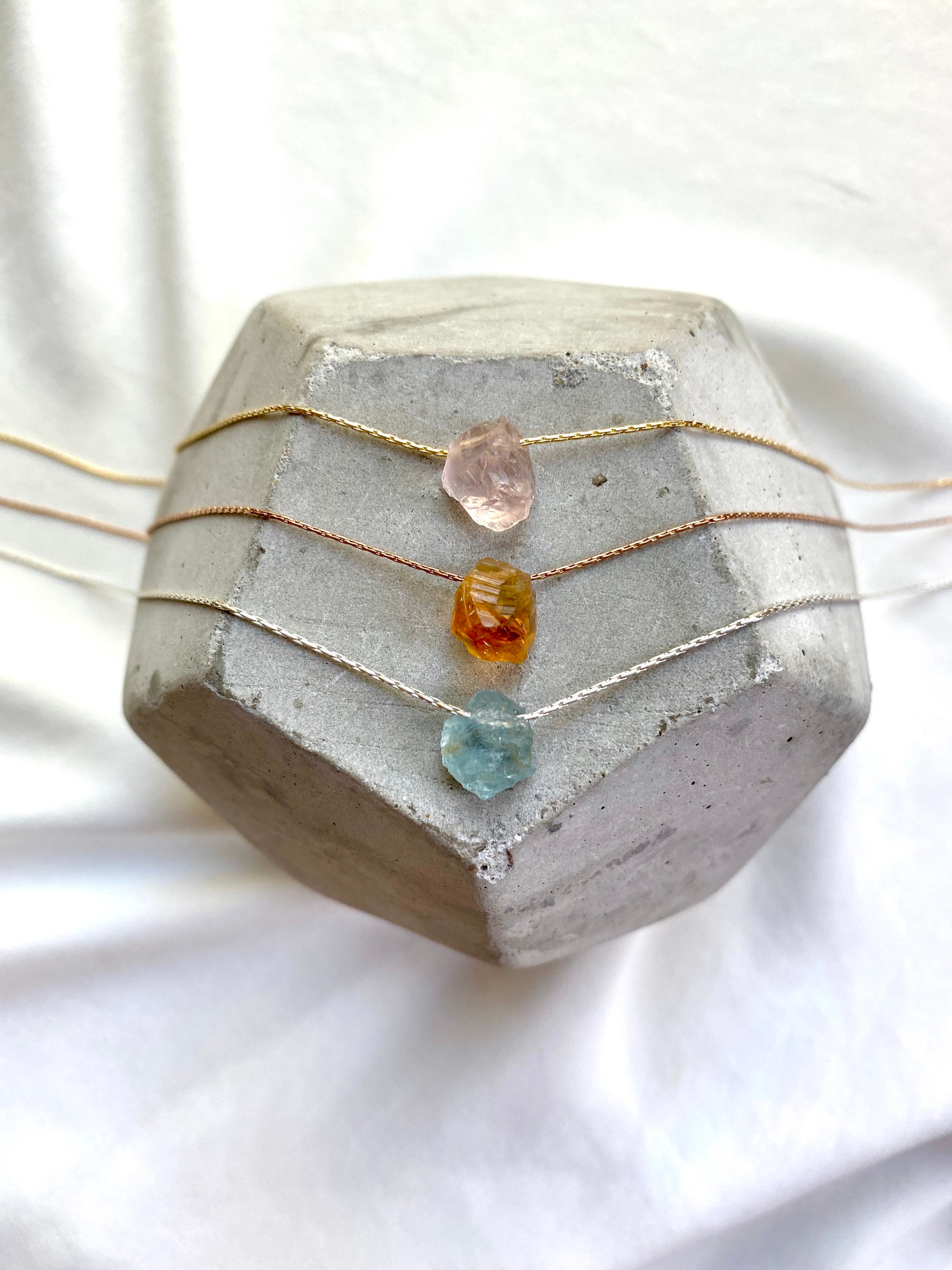 Dainty Crystal Necklaces Raw Birthstone Jewelry Citrine Pendant Rose …
