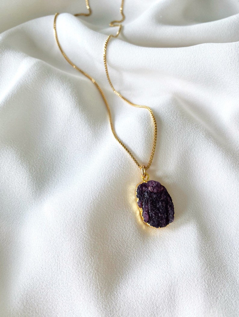 Genuine ruby necklace july birthstone organic ruby pendant etsy