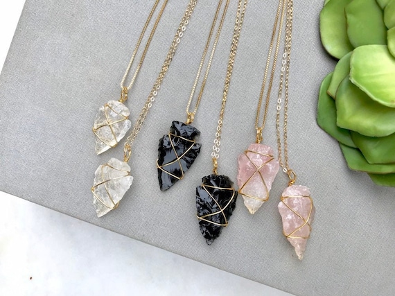 Obsidian and rose quartz necklace deals
