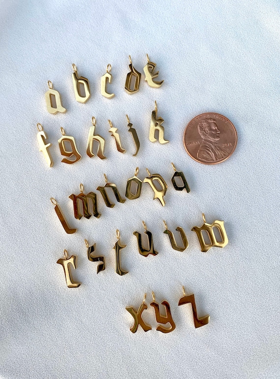 Gothic Font Lowercase Initial Charm Pendant - Various Letters Gothic Font Lowercase Initial Charm Pendant - Various Letters