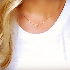 Dainty Triangle Necklace Gold Filled Triangle Pendant Necklace Geometric Jewelry Gold Triangle Charm Simple Everyday Minimalist Necklaces image 5