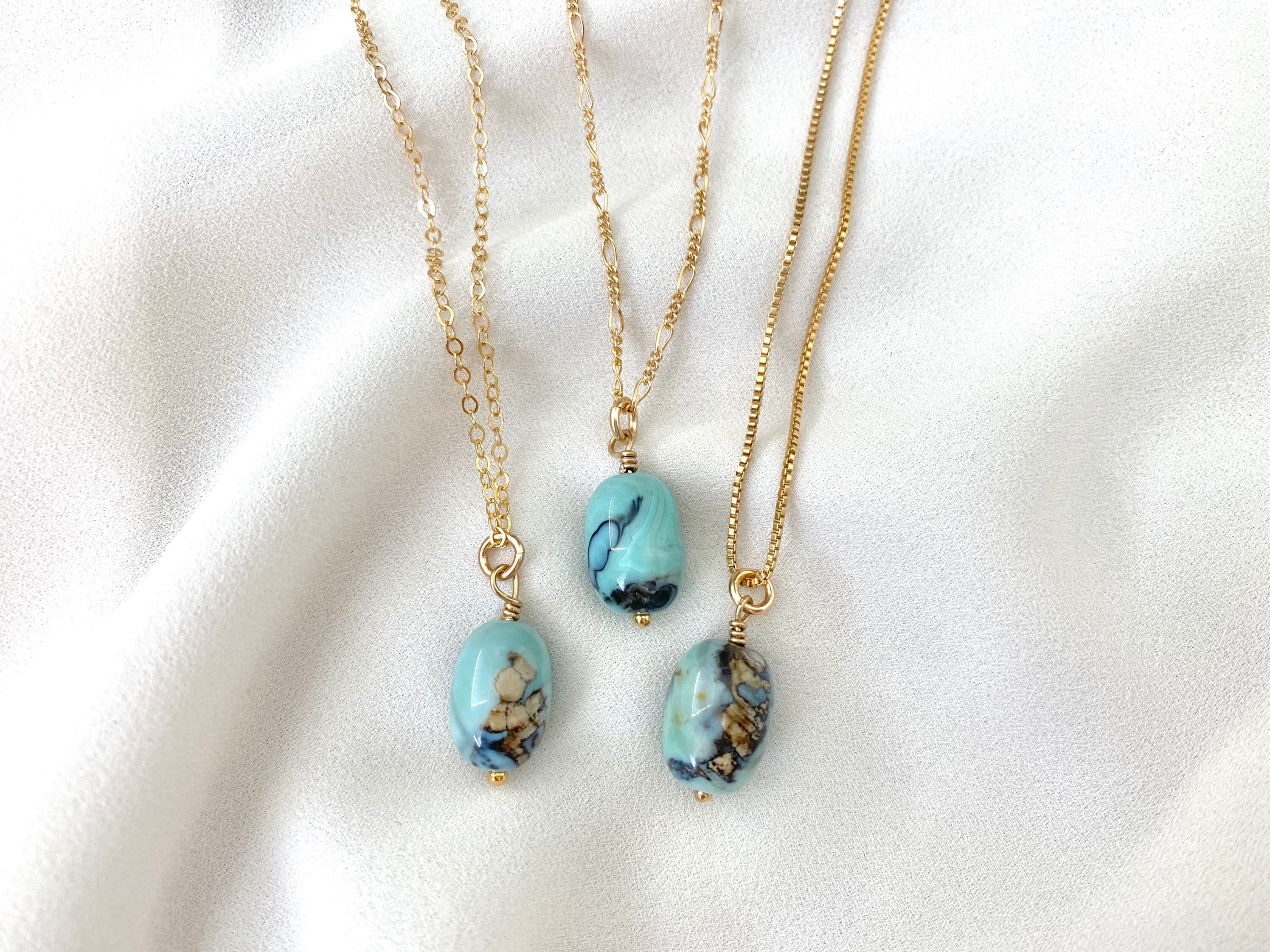 Collier Avec Pendentif Agate Veines De Dragon Bleu Lagon - Argent Sterling - 56-60 Cm