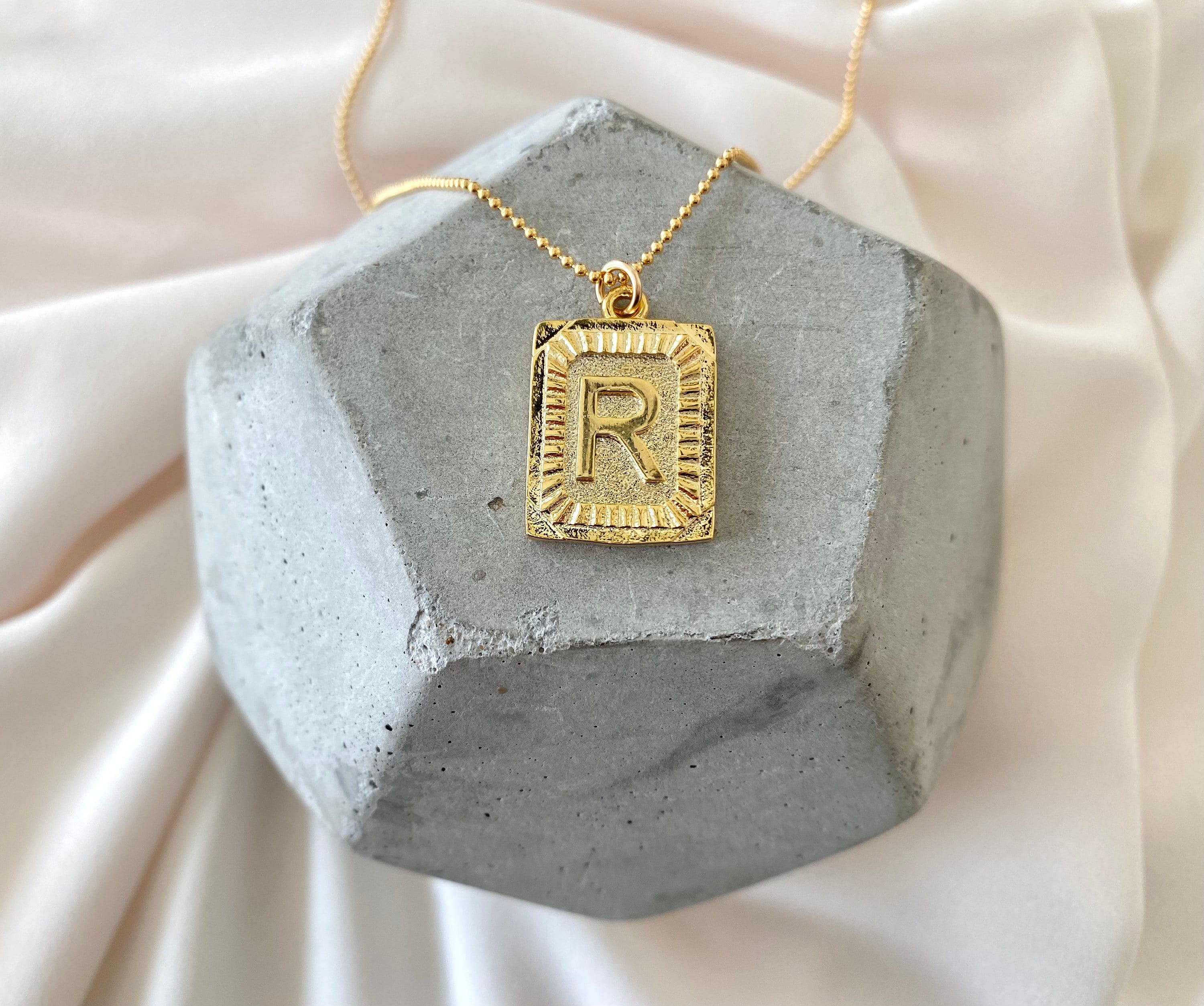Gold Initial S Necklace Vintage Style 