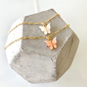 Dainty Butterfly Necklace Butterfly Pendant Multi Color Options Hunter Green Butterfly Charm Necklace Gold Filled Minimalist Jewelry Gifts