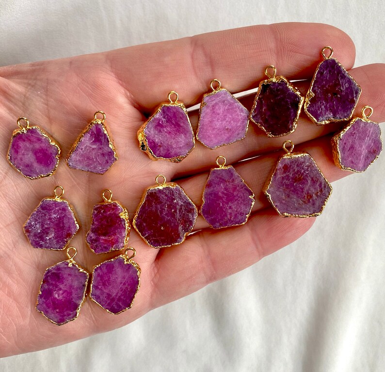 Raw Ruby Necklace 14k Gold Filled Freeform Ruby Stone Pendant | Etsy